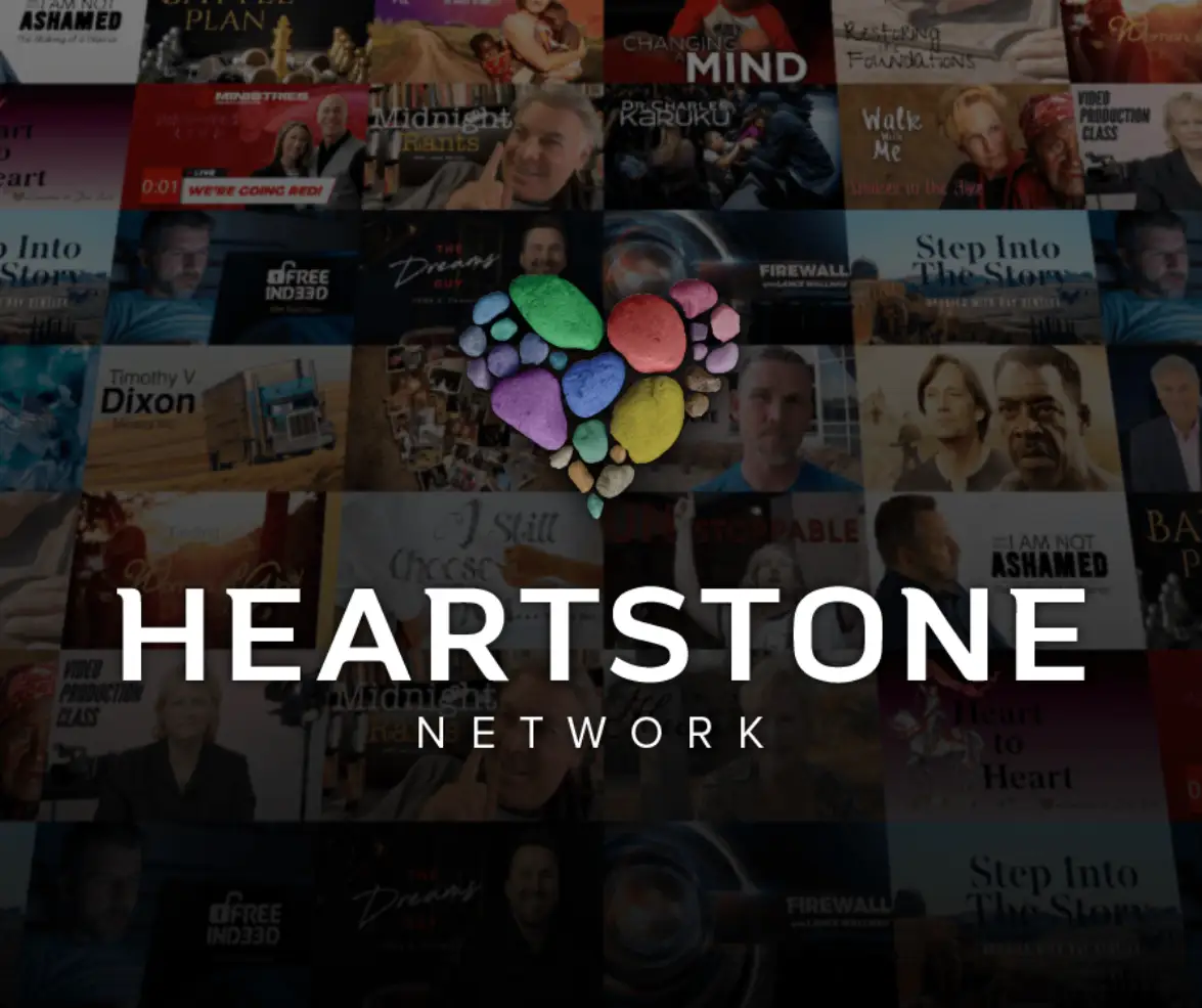 HeartStone Network logo, a heart of five colored stones